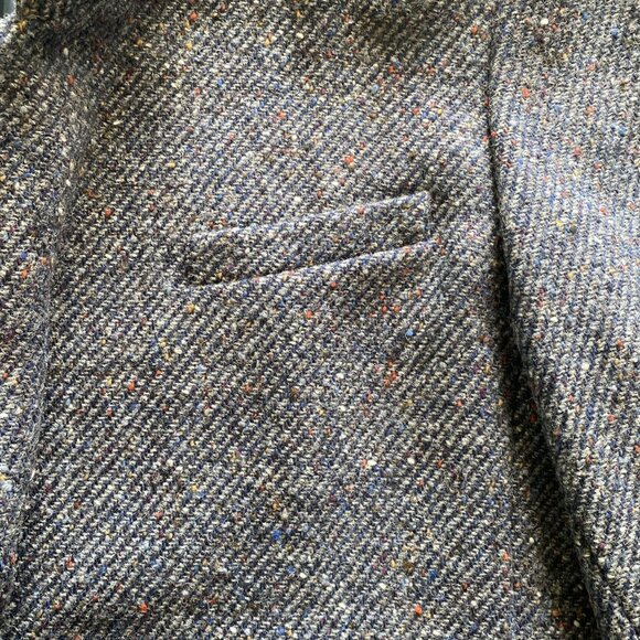 Nordstrom Petite Focus Tweed Blazer Coat Jacket Blue Gray Lined Academia 12 P - Picture 7 of 10